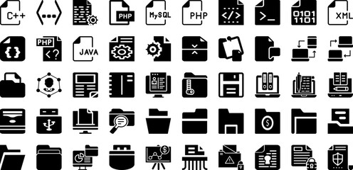 File Icon Set Isolated Silhouette Solid Icons With Set, Document, Icon, Business, Sign, Vector, File Infographic Simple Vector Illustration