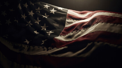 Close up american flag background. 4th of july. Independence day illustration. Generative AI.