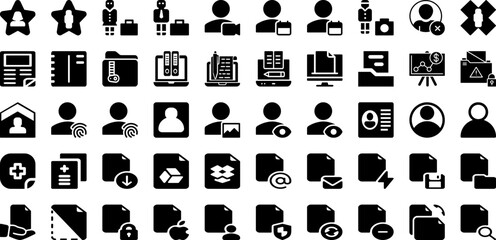 File Icon Set Isolated Silhouette Solid Icons With Document, Business, File, Vector, Sign, Set, Icon Infographic Simple Vector Illustration