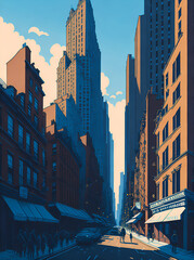 New York street. AI generated illustration