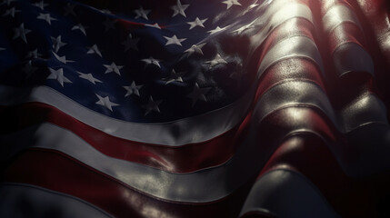 Close up american flag background. 4th of july. Independence day illustration. Generative AI.
