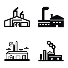 Fototapeta premium Factory Flat Icon Set Isolated On White Background