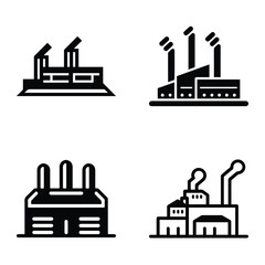 Naklejka premium Factory Flat Icon Set Isolated On White Background
