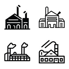 Obraz premium Factory Flat Icon Set Isolated On White Background