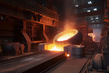 Fototapeta na wymiar Metallurgical industry and metal production. AI Generated