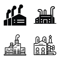Obraz premium Factory Flat Icon Set Isolated On White Background