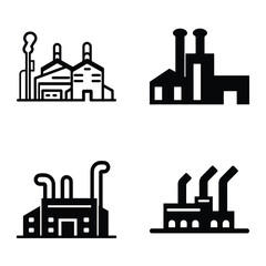 Obraz premium Factory Flat Icon Set Isolated On White Background