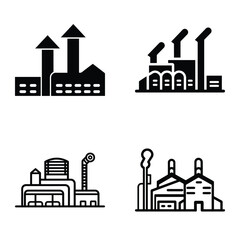 Obraz premium Factory Flat Icon Set Isolated On White Background