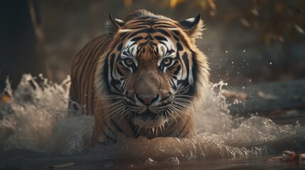 Fototapeta na wymiar Bengal Tiger Majesty: Stunning Shot! AI Generated