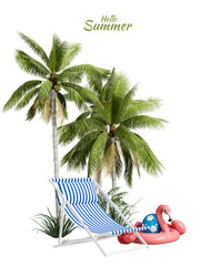 llustration of a beach with coconut tree © Buffstock