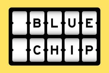 Black color in word blue chip on slot banner with yellow color background