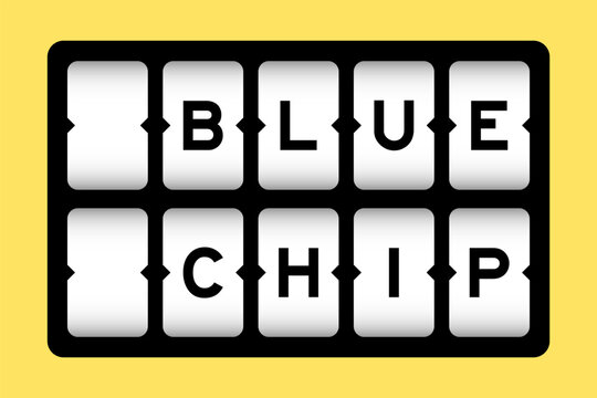 Black color in word blue chip on slot banner with yellow color background