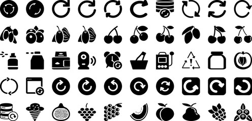 Fresh Icon Set Isolated Silhouette Solid Icons With Eco, Symbol, Fresh, Illustration, Icon, Vector, Line Infographic Simple Vector Illustration