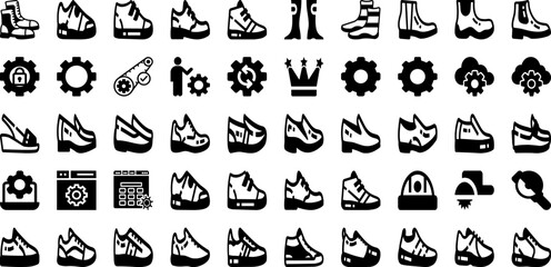 Gear Icon Set Isolated Silhouette Solid Icons With Gear, Icon, Sign, Work, Technology, Symbol, Business Infographic Simple Vector Illustration