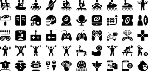 Game Icon Set Isolated Silhouette Solid Icons With Game, Console, Symbol, Vector, Play, Icon, Illustration Infographic Simple Vector Illustration