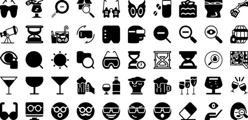 Glass Icon Set Isolated Silhouette Solid Icons With Web, Icon, Symbol, Vector, Design, Glass, Illustration Infographic Simple Vector Illustration