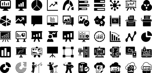 Graph Icon Set Isolated Silhouette Solid Icons With Vector, Chart, Data, Business, Graph, Icon, Diagram Infographic Simple Vector Illustration