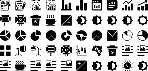 Graph Icon Set Isolated Silhouette Solid Icons With Diagram, Business, Chart, Graph, Vector, Icon, Data Infographic Simple Vector Illustration