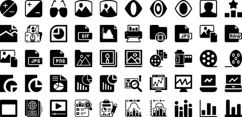 Graph Icon Set Isolated Silhouette Solid Icons With Graph, Data, Diagram, Business, Icon, Vector, Chart Infographic Simple Vector Illustration