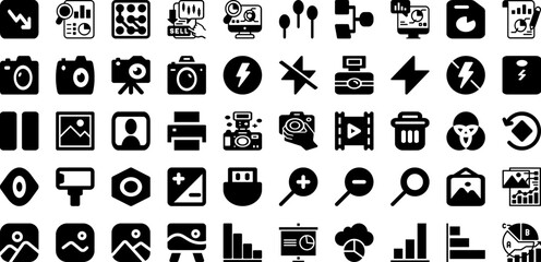 Graph Icon Set Isolated Silhouette Solid Icons With Graph, Data, Diagram, Vector, Icon, Chart, Business Infographic Simple Vector Illustration