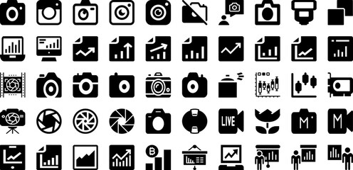 Graph Icon Set Isolated Silhouette Solid Icons With Graph, Data, Icon, Diagram, Vector, Chart, Business Infographic Simple Vector Illustration