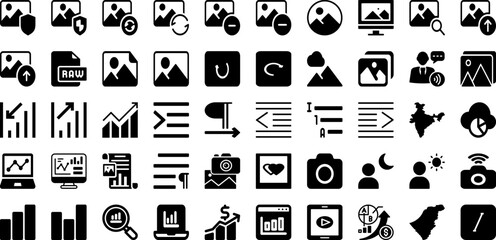 Graph Icon Set Isolated Silhouette Solid Icons With Business, Chart, Data, Graph, Vector, Diagram, Icon Infographic Simple Vector Illustration