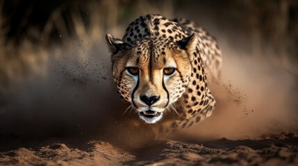 Stunning Cheetah in Motion: Wildlife Beauty - AI Generated - obrazy, fototapety, plakaty