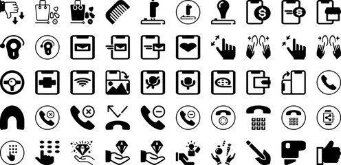 Hand Icon Set Isolated Silhouette Solid Icons With Vector, Isolated, Illustration, Sign, Icon, Symbol, Hand Infographic Simple Vector Illustration