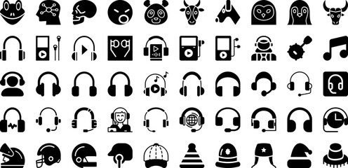 Head Icon Set Isolated Silhouette Solid Icons With Illustration, Symbol, People, Head, Human, Icon, Vector Infographic Simple Vector Illustration