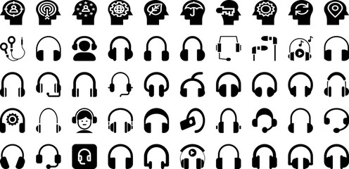 Head Icon Set Isolated Silhouette Solid Icons With Vector, Head, Human, Icon, Illustration, People, Symbol Infographic Simple Vector Illustration