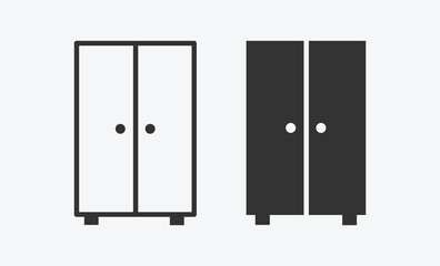 vector illustration of cupboard isolated icon set. wardrobe flat symbol. linear and filled style flat furniture sign for mobile concept and web design