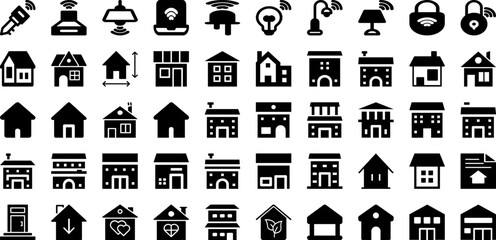 Home Icon Set Isolated Silhouette Solid Icons With Home, Vector, Business, House, Sign, Symbol, Icon Infographic Simple Vector Illustration