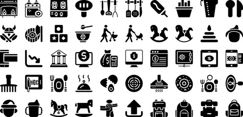 King Icon Set Isolated Silhouette Solid Icons With Icon, Illustration, Vector, Crown, Sign, Symbol, King Infographic Simple Vector Illustration
