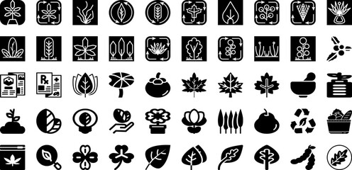 Leaf Icon Set Isolated Silhouette Solid Icons With Vector, Organic, Leaf, Icon, Eco, Plant, Sign Infographic Simple Vector Illustration