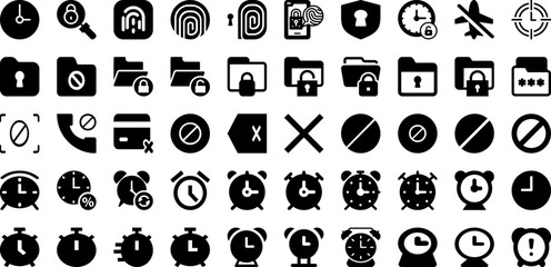 Lock Icon Set Isolated Silhouette Solid Icons With Safety, Icon, Protection, Security, Safe, Lock, Password Infographic Simple Vector Illustration