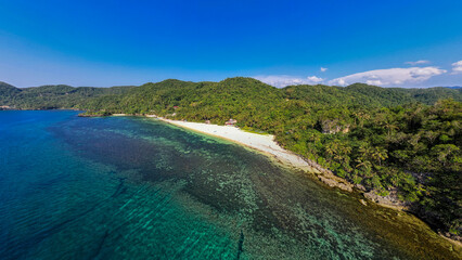 Aerial of Hinugtan Beach in the town of Buruanga in the province of Aklan, Philippines.
