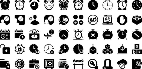 Lock Icon Set Isolated Silhouette Solid Icons With Protection, Lock, Password, Icon, Security, Safety, Safe Infographic Simple Vector Illustration