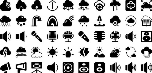 Fototapeta na wymiar Loud Icon Set Isolated Silhouette Solid Icons With Icon, Megaphone, Vector, Loudspeaker, Speaker, Loud, Sound Infographic Simple Vector Illustration