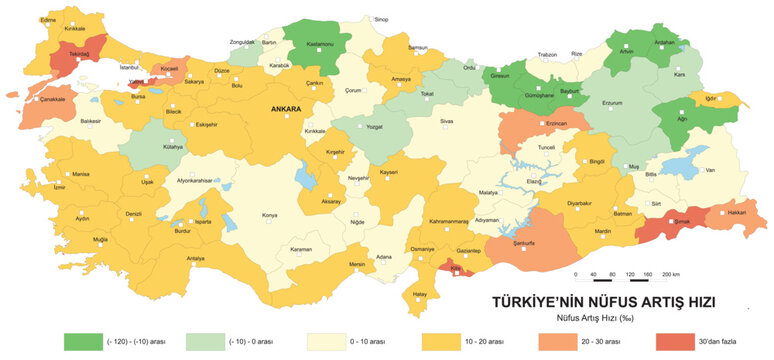 Turkey's Population Growth Rate Map