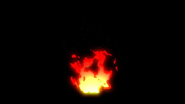 fire animation on a transparent background,(alpha channel) perfect loop