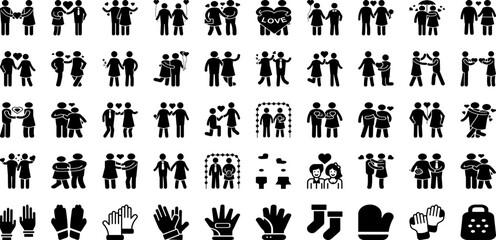 Love Icon Set Isolated Silhouette Solid Icons With Vector, Heart, Icon, Love, Illustration, Symbol, Shape Infographic Simple Vector Illustration