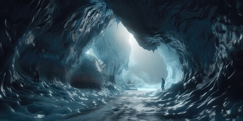 fantasy ice caves deep underground - generative ai