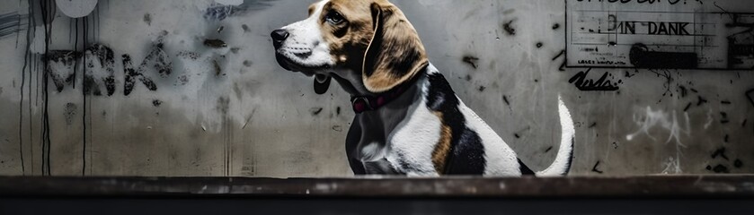 beagle on the wall
