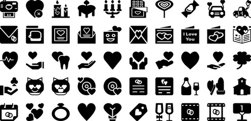 Love Icon Set Isolated Silhouette Solid Icons With Love, Heart, Symbol, Shape, Vector, Illustration, Icon Infographic Simple Vector Illustration