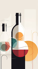 Flat colorful design wine tasting banner, wite modern flyer card. Graphic Illustration. AI generative
