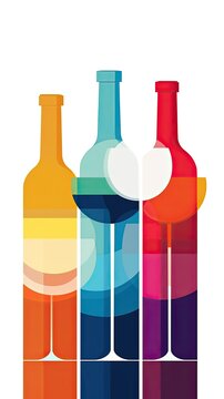 Flat colorful design wine tasting banner, wite modern flyer card. Graphic Illustration. AI generative