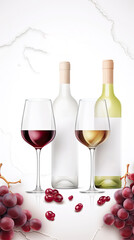 Wine tasting banner,  white and clean minimalistic modern flyer card.  AI generative