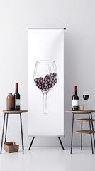 Wine tasting banner,  white and clean minimalistic modern flyer card.  AI generative
