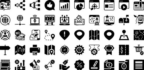 Mark Icon Set Isolated Silhouette Solid Icons With Sign, Symbol, Illustration, Isolated, Vector, Icon, Mark Infographic Simple Vector Illustration