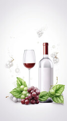 Wine tasting banner,  white and clean minimalistic modern flyer card.  AI generative